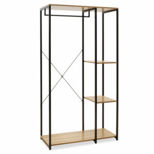 Έπιπλο εισόδου-ραφιέρα Ramon pakoworld φυσικό-μαύρο 90,5x41x167εκ