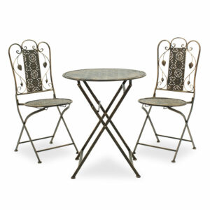 Τραπεζαρία Drill pakoworld σετ 3τεμ μέταλλο χρώμα χαλκού antique