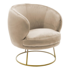 Πολυθρόνα Rony pakoworld βελούδο μπεζ-χρυσό 78x75x82εκ