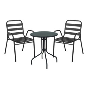 Τραπεζαρία Vergo-Sussie pakoworld 3τεμ μαύρο μέταλλο Φ60x70εκ