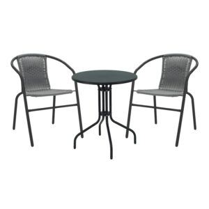 Τραπεζαρία Vergo-Obbi pakoworld 3τεμ μαύρο μέταλλο Φ60x70εκ