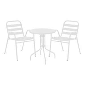 Τραπεζαρία Vergo-Sussie pakoworld σετ 3τεμ λευκό μέταλλο Φ60x70εκ