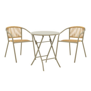 Τραπεζαρία Albero-Lindaria pakoworld 3τεμ μέταλλο σε σαμπανιζε απόχρωση Φ60x70εκ