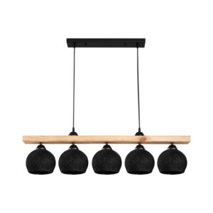 Φωτιστικό οροφής πεντάφωτο Salote pakoworld Ε27 σε καφέ-μαύρη απόχρωση 100x18x24εκ