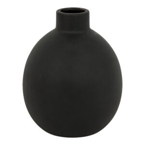 Βάζο Rianzo pakoworld κεραμικό σε μαύρη απόχρωση Φ14.5x18εκ