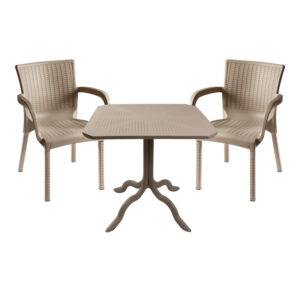 Τραπεζαρία Icon-Festive pakoworld σετ 3τεμ PP σε cappuccino απόχρωση