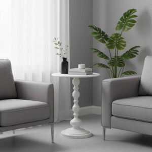 Βοηθητικό τραπέζι Anesor pakoworld μέταλλο σε κρεμ απόχρωση Φ40x52εκ