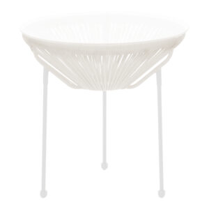 Τραπέζι Acapulco pakoworld μεταλλο-pe rattan σε λευκή απόχρωση Φ50x52εκ