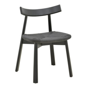 Καρέκλα Clareta pakoworld rubberwood-σχοινί σε μαύρη απόχρωση 53x55x79εκ