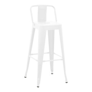Σκαμπό μπαρ με πλάτη Utopia pakoworld μέταλλο σε λευκή ματ απόχρωση 42x42x97εκ
