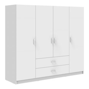 Ντουλάπα τετράφυλλη Royal pakoworld με συρτάρια λευκό 200x58x177εκ