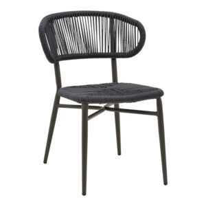 Καρέκλα στοιβαζόμενη Agus pakoworld αλουμίνιο-pe rattan σε μαύρη απόχρωση 55x63x77εκ