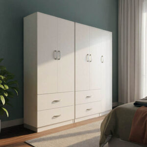 Ντουλάπα πεντάφυλλη Athos pakoworld λευκή 170x42x180εκ