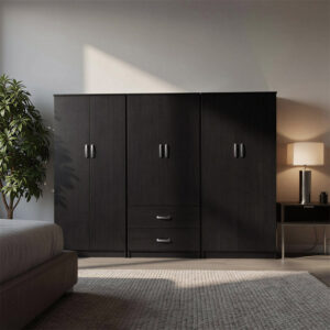 Ντουλάπα εξάφυλλη Athos Ι pakoworld wenge 240x42x180εκ