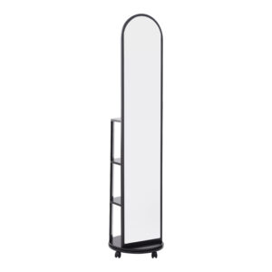 Καθρέπτης τροχήλατος Espero pakoworld mdf με ράφια σε μαύρη απόχρωση Φ34x170εκ