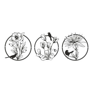 Διακοσμητικό τοίχου Renka pakooworld σετ 3τεμ μαύρο μεταλλικό Φ30x1,5εκ