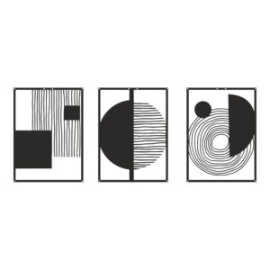 Διακοσμητικό τοίχου Harimia pakooworld σετ 3τεμ μαύρο μεταλλικό 37x1,5x50εκ