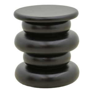 Βοηθητικό τραπέζι Circena pakoworld μασίφ μάνγκο ξύλο μαύρο Φ40x45εκ