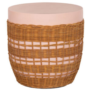ΒΟΗΘΗΤΙΚΟ ΤΡΑΠΕΖΙ VILHENA HM18166 FIBER CEMENT ΡΟΖ-RATTAN ΦΥΣΙΚΟ Φ44.5x45Υεκ.