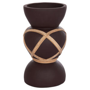 ΔΙΑΚΟΣΜΗΤΙΚΟ ΒΑΖΟ ΔΑΠΕΔΟΥ MAYNARD HM4672.07S TERRACOTTA ΣΟΚΟΛΑΤΙ-RATTAN Φ27.5x50Υεκ