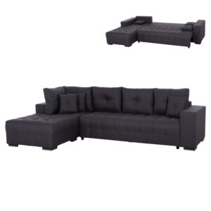 ΓΩΝΙΑΚΟΣ ΚΑΝΑΠΕΣ-ΚΡΕΒΑΤΙ ΜΕ ΑΠΟΘ.ΧΩΡΟ TRENDSTON HM3302.01L ΓΚΡΙ ΥΦΑΣΜΑ 298x177x95Υεκ