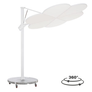 ΟΜΠΡΕΛΑ ΜΕ ΒΑΣΗ ΣΕΙΡΑ CANNOPY (flower) HM21286.02 ΑΛΟΥΜΙΝΙΟ-ΓΡΑΝΙΤΗΣ-ΛΕΥΚΟ 2,38x2,2μ