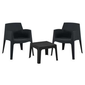 ΣΕΤ 3ΤΜΧ ΠΟΛΥΠΡΟΠΥΛΕΝΙΟΥ SLEEK HM21267.02 ΤΡΑΠΕΖΑΚΙ & 2 ΠΟΛΥΘΡΟΝΕΣ-ΜΑΥΡΟ