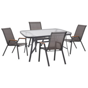 ΣΕΤ ΤΡΑΠΕΖΑΡΙΑΣ 5ΤΜΧ BRUNO HM10729.01 ΚΑΡΕΚΛΕΣ ΜΕΤΑΛΛΙΚΕΣ & ΤΡΑΠΕΖΙ 140x80εκ ΓΚΡΙ