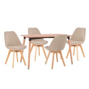 ΣΕΤ ΤΡΑΠΕΖΑΡΙΑΣ 5ΤΜΧ VEGAS HM21180 MDF TOP ΣΕ ΦΥΣΙΚΟ--ΥΦΑΣΜΑ ΜΠΕΖ