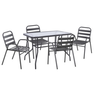 ΣΕΤ ΤΡΑΠΕΖΑΡΙΑΣ 5ΤΜΧ ADAM HM21219 ΚΑΡΕΚΛΕΣ ΜΕΤΑΛΛΙΚΕΣ & ΤΡΑΠΕΖΙ 110x60 ΓΚΡΙ