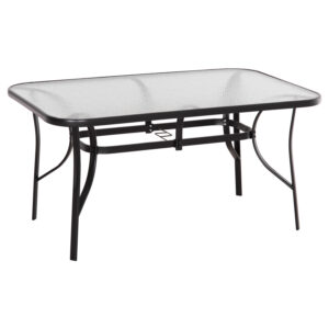ΤΡΑΠΕΖΙ BRUNO 150X90Χ72Υεκ. ΜΕΤΑΛΛΙΚΟ ΜΑΥΡΟ ΜΕ ΓΥΑΛΙΝΗ ΕΠΙΦΑΝΕΙΑ HM5145.03