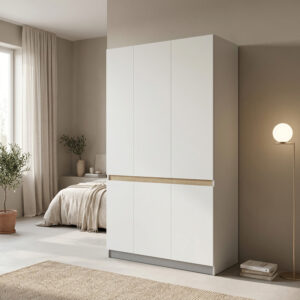 Ντουλάπα τρίφυλλη Merzia sonoma-λευκό 120x46.5x183εκ