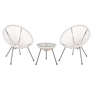 ΣΕΤ ΕΞΩΤΕΡΙΚΟΥ ΧΩΡΟΥ 3ΤΜΧ ACAPULCO HM11861.12 P.E.RATTAN ΛΕΥΚΟ-ΜΕΤΑΛΛΟ ΣΕ ΜΑΥΡΟ