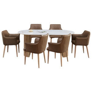 ΣΕΤ ΤΡΑΠΕΖΑΡΙΑΣ 7ΤΜΧ MELLOW HM21361 ΚΕΡΑΜΙΚΟ TOP/MDF ΠΟΔΙΑ--PU ΚΑΦΕ/ΜΕΤΑΛ.ΠΟΔΙΑ