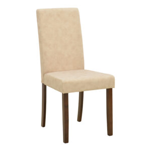 Καρέκλα Zeben  εκρού ύφασμα με καρυδί rubberwood 43,5x55,5x93,5εκ